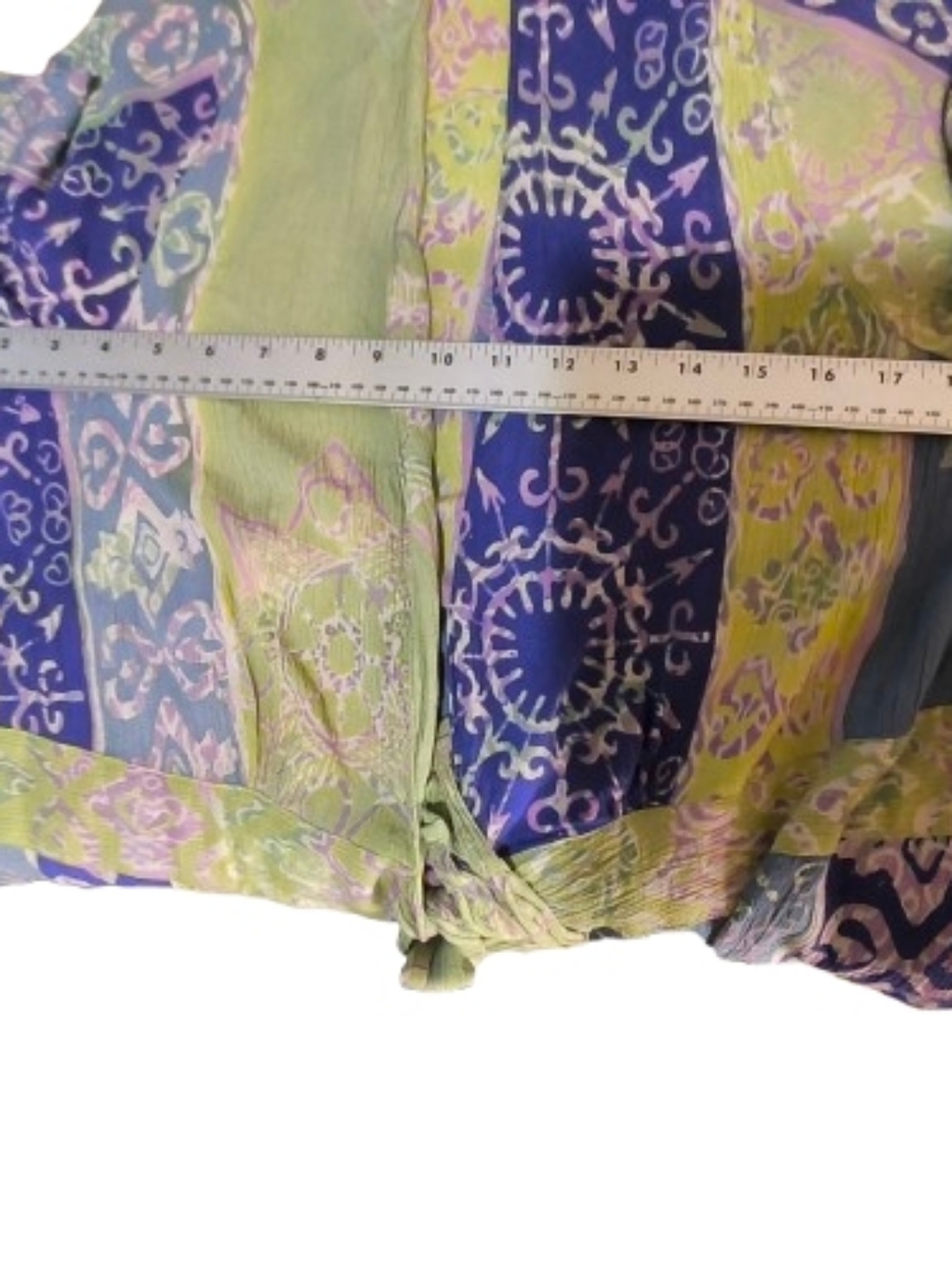 Soft Surroundings Floral Scarfed Kimono in Lime, Purple & Pink - Picture 6 of 11